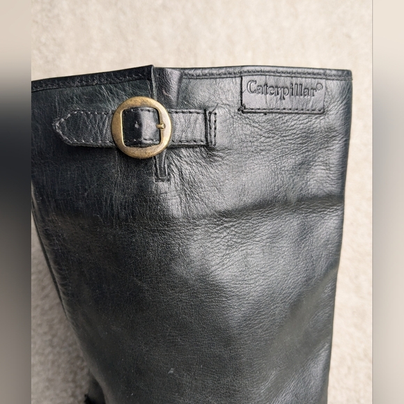 Caterpillar Women's Black Leather Boots Model Jessie Size 8 Y2k Made In Brazil - Picture 3 of 11